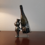Unique Steampunk Butler Wine Bottle Holder | Metal Art Sculpture Caddy