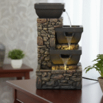 3-Tier Cascading Rock Fountain with LED Lights – Indoor/Outdoor Water Feature
