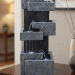 Modern Geometric Tiered Indoor/Outdoor Fountain with LED Lights | Shop in Canada