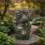 4-Tier Cascading Rock Waterfall Fountain with LED Lights | Indoor & Outdoor