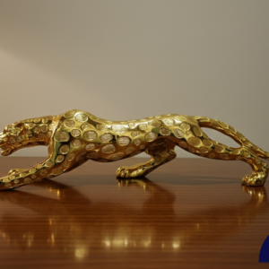 Golden Stalking Panther Statue (40''L-10''H)