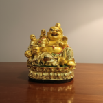 Golden Laughing Buddha with 5 Children – Feng Shui Statue for Family Prosperity (7inch)