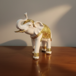 Majestic White & Gold Trunk-Up Elephant Figurine – Lucky Home Decor (10 inch)