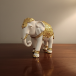 Royal White and Gold Elephant Home Decor Accent (9 inch)