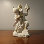 Divine Lord Hanuman Statue – White & Gold Bajrangbali Murti (12 inch)