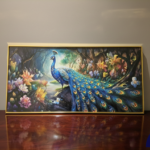 Framed Peacock Forest Canvas Wall Art (17 inches)