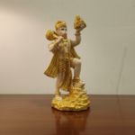 Golden & White Marble-Finish Hanuman Statue – Holding Sanjeevani Mountain & Gada (14 inch)